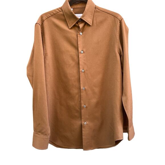 Brioni 98% Wool Button Down Dress Shirt in Brown Made in Italy, Size Small - Picture 1 of 9